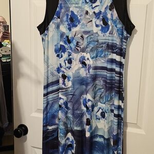 Avenue Blue and Black Floral Midi Dress